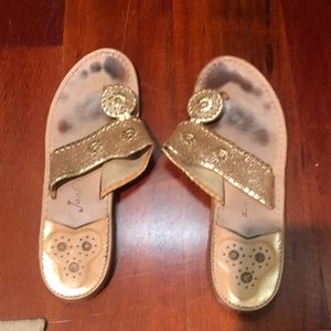 Sparkly gold jack Rogers